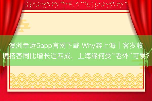 澳洲幸運5app官網下載 Why游上海｜客歲收境搭客同比增長近四成，上海緣何受“老外”可愛？