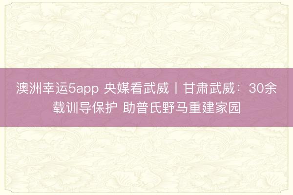 澳洲幸運5app 央媒看武威丨甘肅武威：30余載訓(xùn)導(dǎo)保護 助普氏野馬重建家園